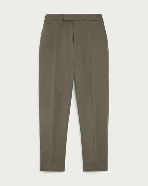 Alessio Trousers with Leather Zip-puller, Olive, hi-res