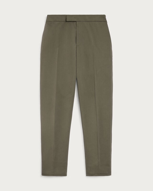 Alessio Trousers with Leather Zip-puller, Olive, hi-res