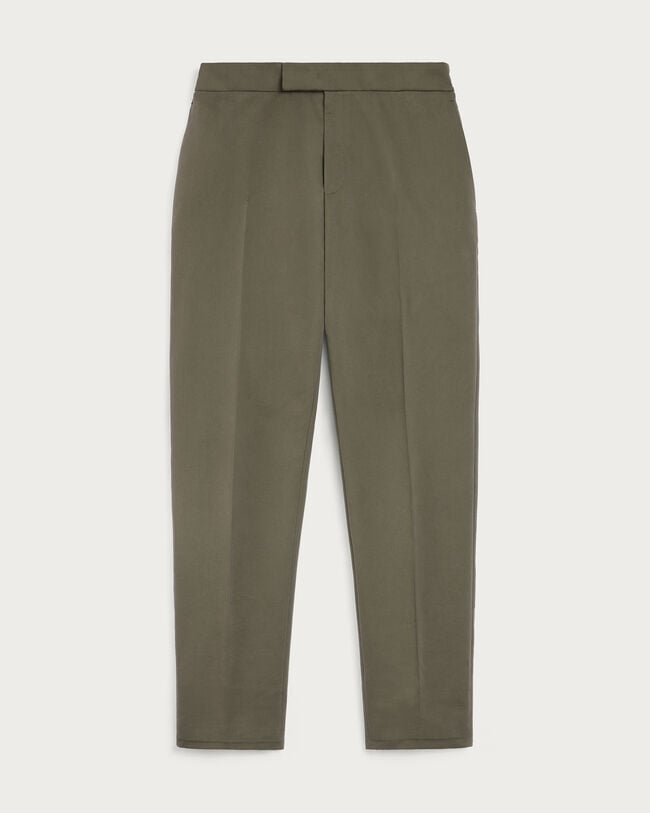 Alessio Trousers with Leather Zip-puller, Olive, hi-res