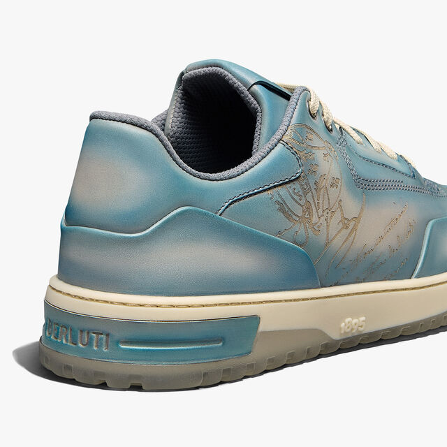 Playoff Scritto Venezia Calf Leather Sneaker, STONE DENIM, hi-res 5
