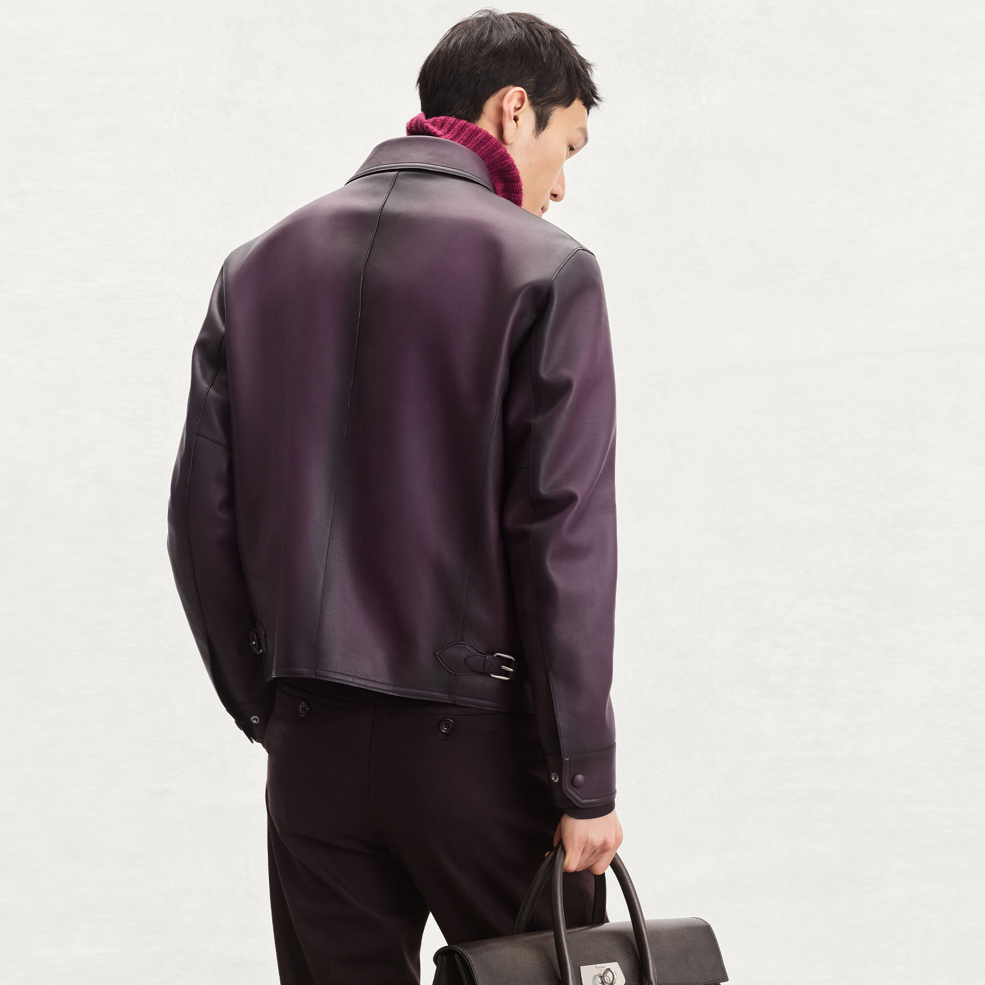 定価 100万円越え Berluti Patina Leather Jacket Berluti Men's Meteorite Patina Leather Full-Zip Bomber