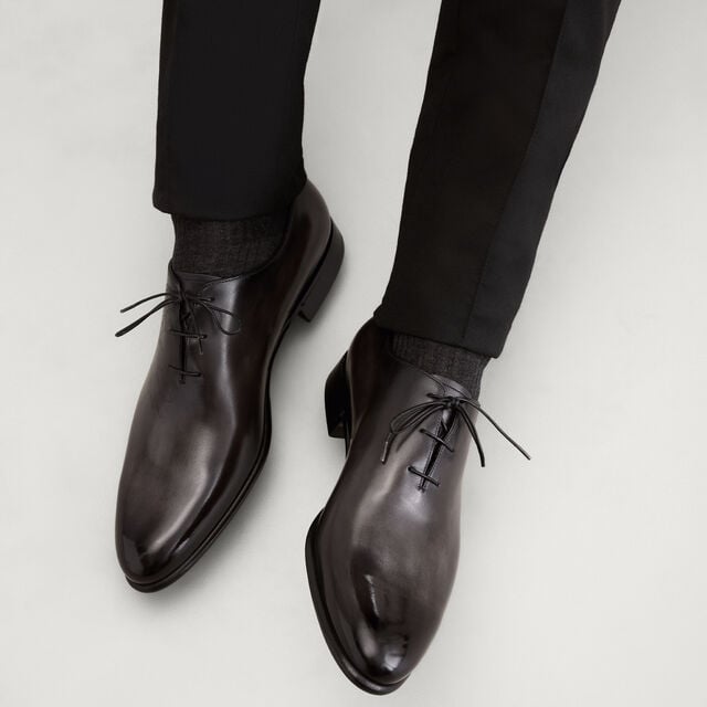 Alessandro Galet Scritto Leather Oxford, NERO GRIGIO, hi-res 2