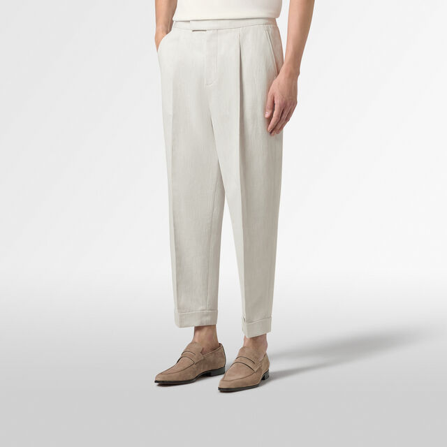 Cotton & Linen Relaxed Trousers, WHITE CANVAS, hi-res 2