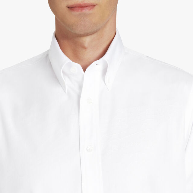 Cotton Scritto Alessandro Buttondown Shirt, BLANC OPTIQUE, hi-res 5