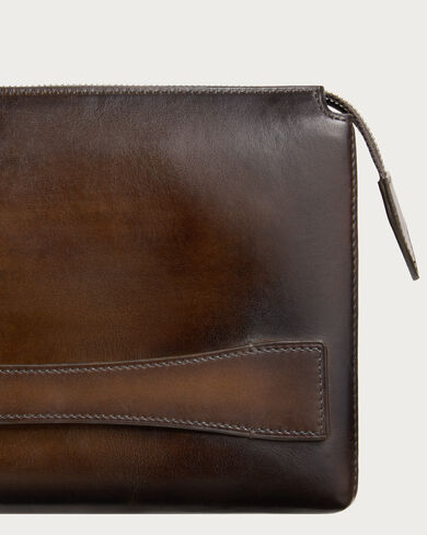 Tersio Gaspard Zipped Pouch, Marrone Intenso, hi-res