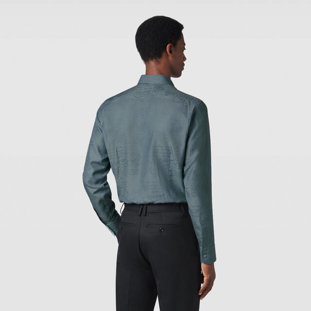 Cotton Silk Scritto Andy Shirt, TITANIUM BLUE, hi-res 3