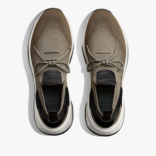 Shadow Scritto Knit And Lagoon Calf Sneaker, GRADIANT KAKI, hi-res 3