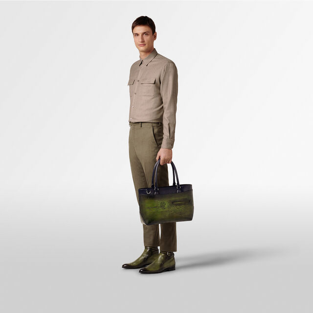 Toujours Mini Gradiant Scritto Leather Tote Bag, NERO GRIGIO + NERO CAVIAR, hi-res 8