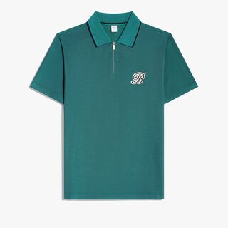 Active Gradient Zipped Polo Pique, LEISURE VALLEY GREEN, hi-res