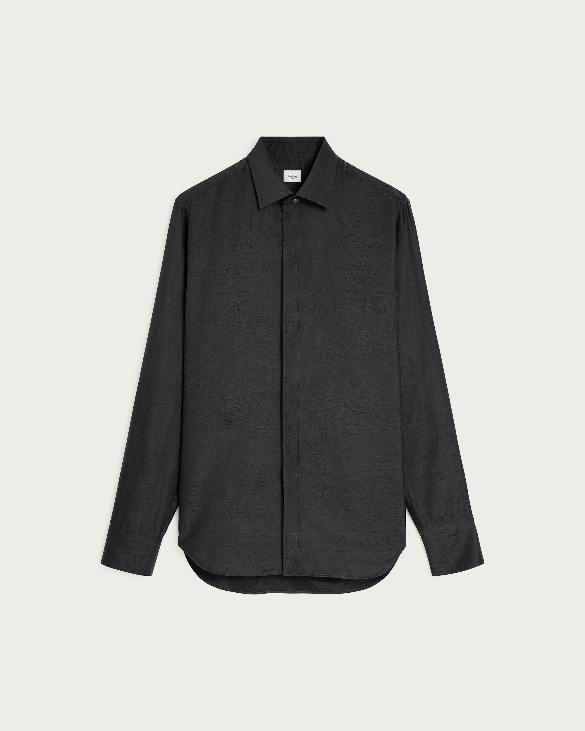 Chemise Andy Motif Scritto, Noir, hi-res