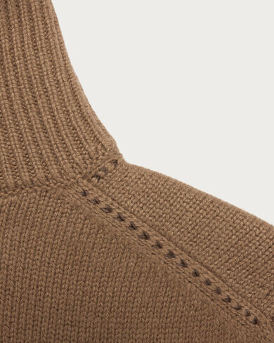 Leather Braiding Half-Zip, Walnut, hi-res