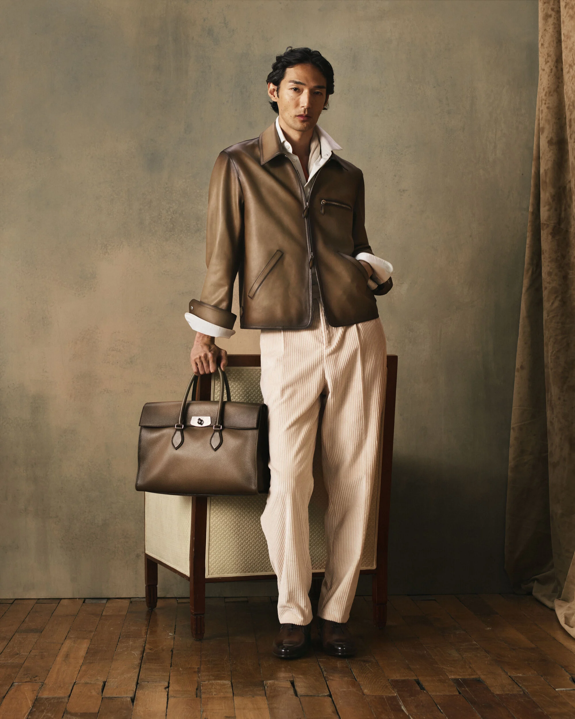 Leather Patina Un Jour Blouson, Fiamma Brass, hi-res