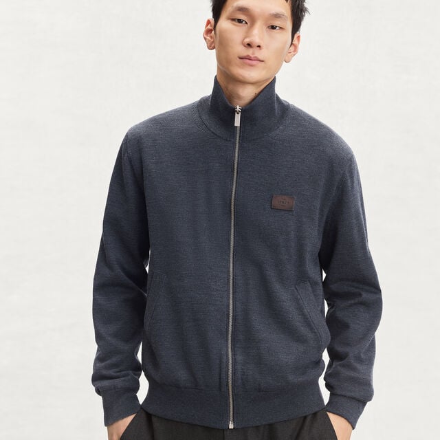 Reversible Wool & Scritto Nylon Blouson, PURPLE CLOUD, hi-res 6