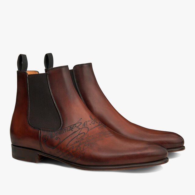 Cursive Galet Scritto Leather Boot, EBANO, hi-res 8
