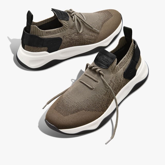 Sneaker Shadow En Maille Scritto Et Cuir De Veau, GRADIANT KAKI, hi-res 7