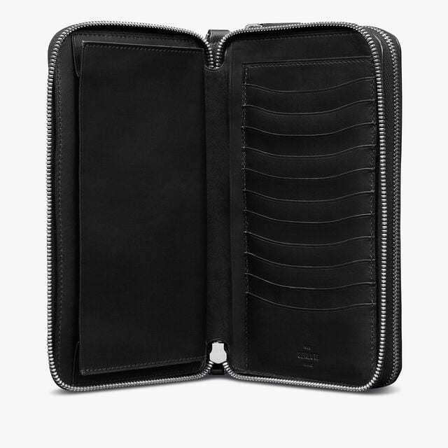 Tali Scritto Leather Long Zipped Wallet, NERO GRIGIO, hi-res 7