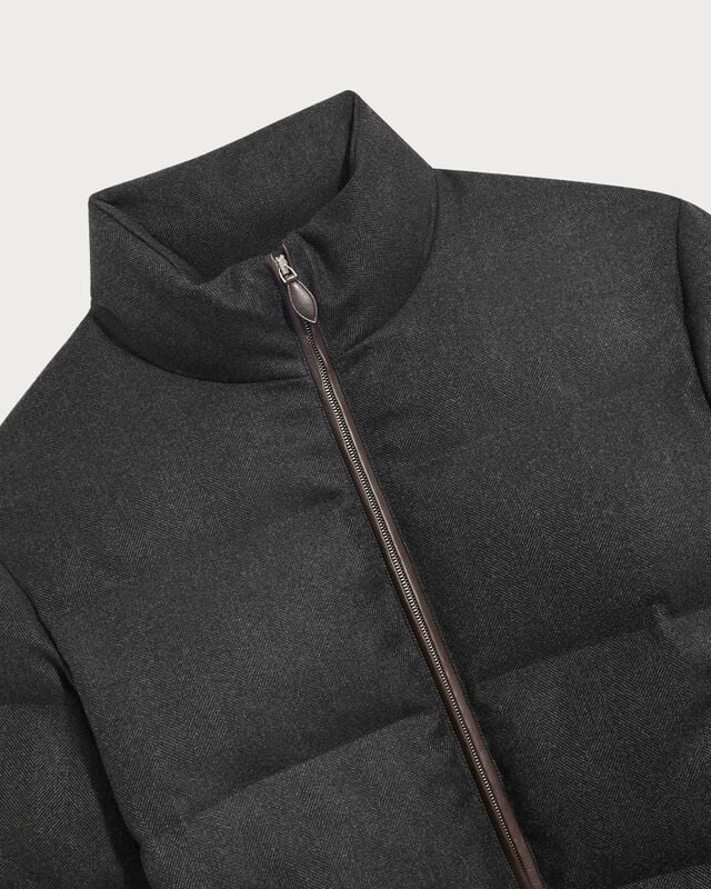 Herringbone Puffer Jacket, Midnight Grey, hi-res