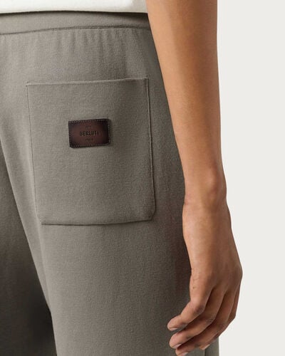 Double Face Knitted Trousers with Leather Detail, Pebbles Grey, hi-res