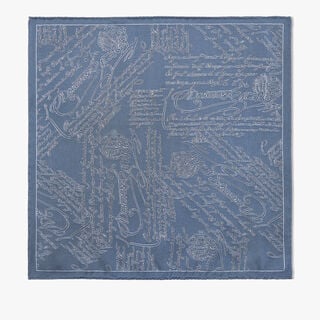 Silk Scritto Handkerchief, DUSTY BLUE, hi-res
