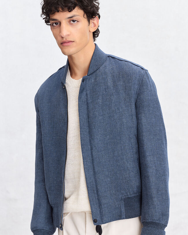 Light Bomber with Leather Details, Soladite Blue, hi-res