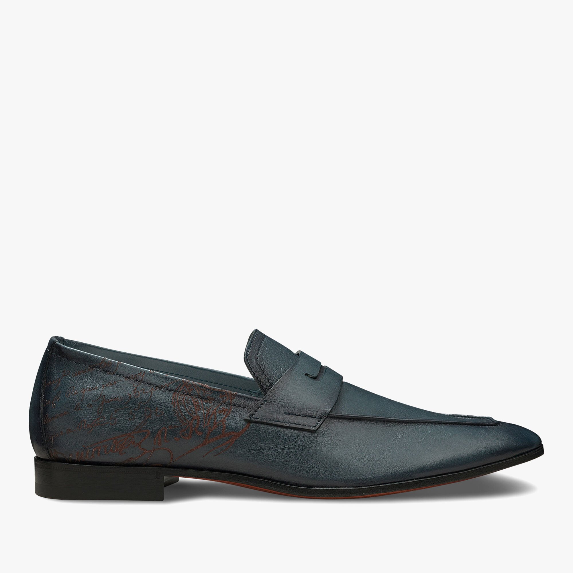 Lorenzo Scritto Kangaroo Leather Loafer, STEEL BLUE, hi-res 1