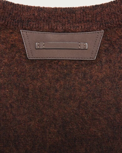 Brushed Patina Crewneck with Leather Detail, Rust Patina, hi-res