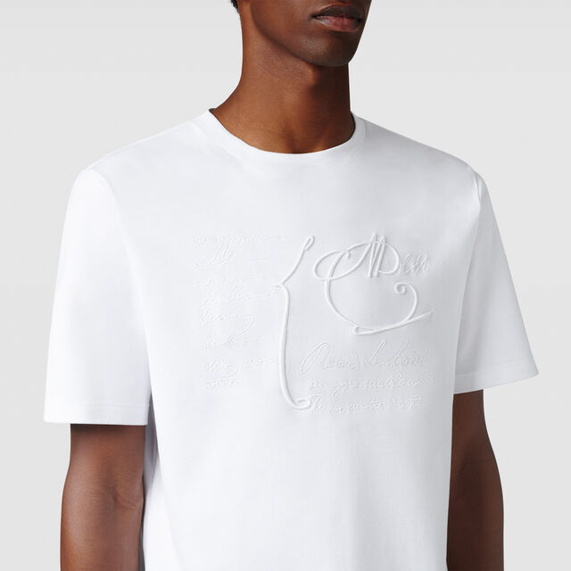 Scritto Embroidered T-shirt, BLANC OPTIQUE, hi-res 3