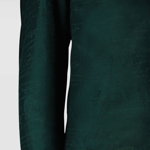 Cotton Silk Scritto Andy Shirt, FIR GREEN, hi-res 5