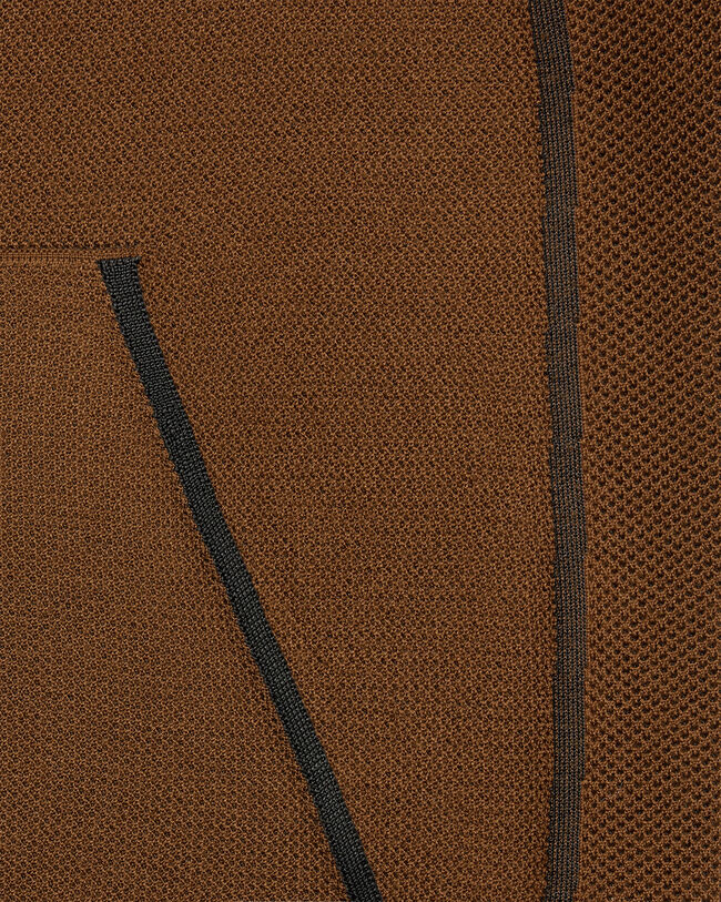 Shadow Zipped Hoodie with Leather Details, Toffee Camel, hi-res