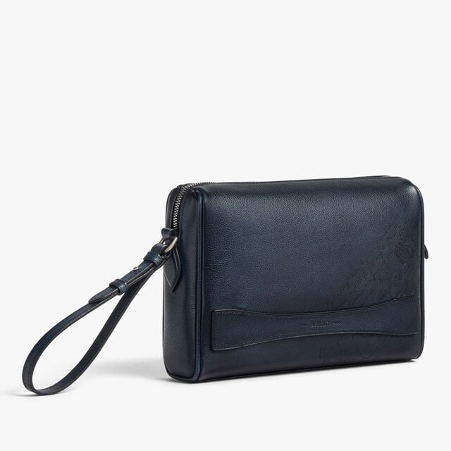 Rosewood Zipped Pouch In Scritto Leather, INDIGO DENIM, hi-res 4