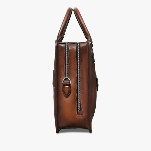 Deux Jours Scritto Leather Briefcase, CACAO INTENSO, hi-res 4