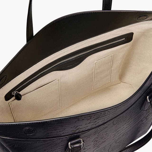 Late Hour Scritto Leather Shopper, NERO GRIGIO, hi-res 6