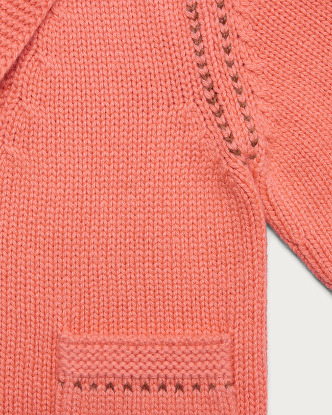 Leather Braiding Cardigan, Coral, hi-res