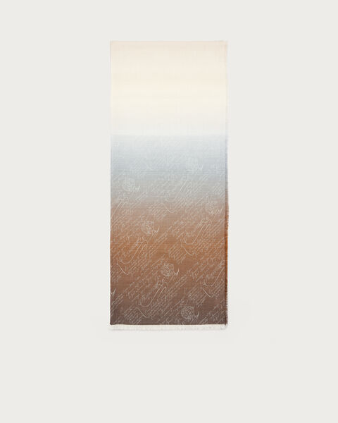Echarpe D&eacute;grad&eacute;e Motif Scritto, Tobacco, hi-res