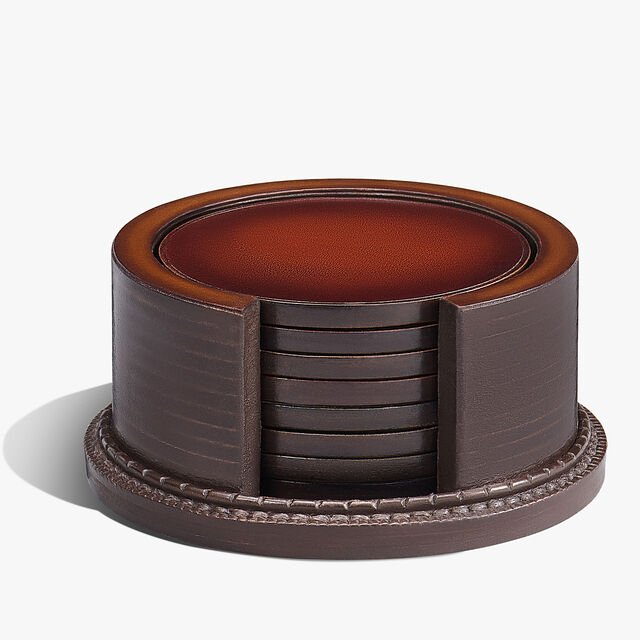 Leather Coaster Set , CACAO INTENSO, hi-res 2