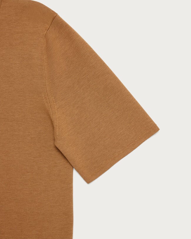 Polo avec Tirette de zip en Cuir, Tobacco, hi-res