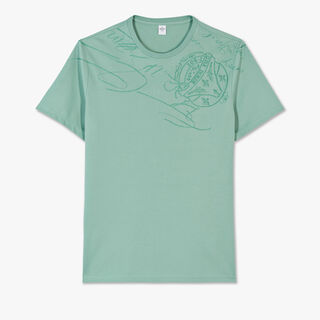 스크리토 자수 T-셔츠, ALMOND GREEN, hi-res