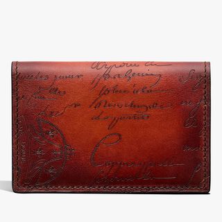 Imbuia Scritto Leather Card Holder, TERRA DI SIENNA, hi-res