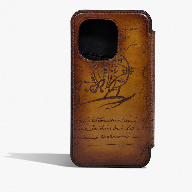 Scritto Leather iPhone 15 Pro Folio, ICE GOLD, hi-res 2