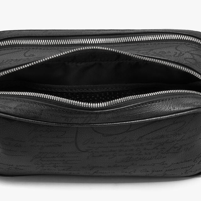 Formula 1003 Zipped Pouch In Scritto Leather, NERO GRIGIO, hi-res 10