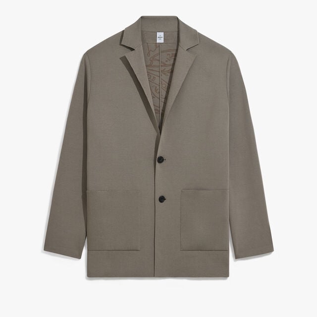 Double Face Scritto Knitted Jacket, PEBBLES GREY, hi-res 1