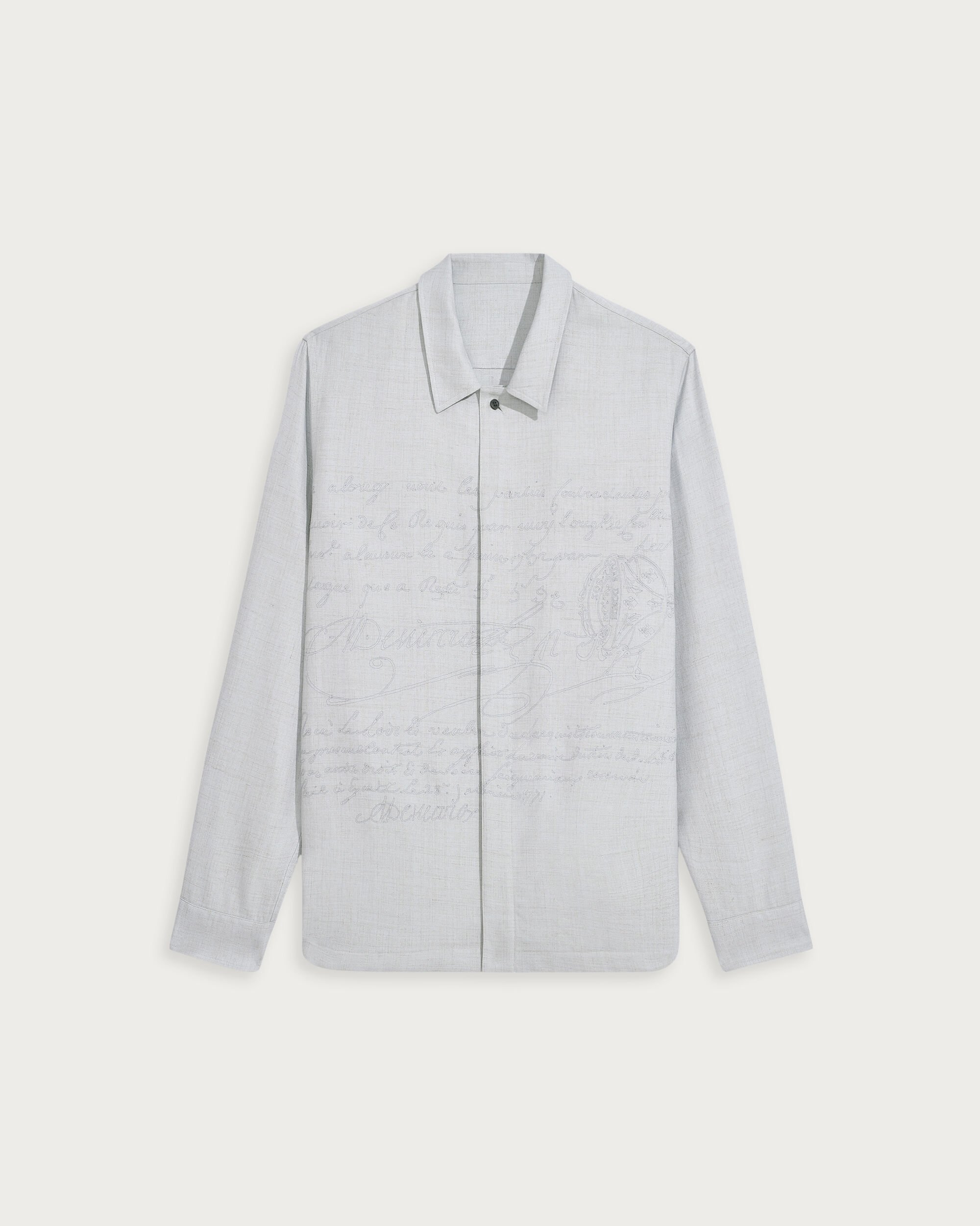 Embroidered Scritto Overshirt, Spring Blue, hi-res