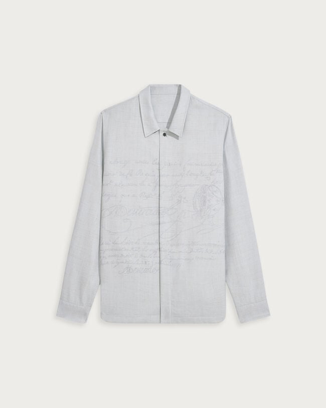 Embroidered Scritto Overshirt, Spring Blue, hi-res