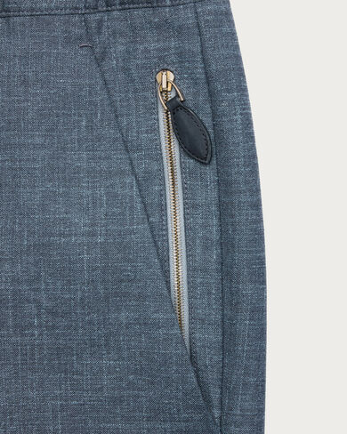 Fast Track Jogpants with Leather Zip-puller, Steel Blue & Cloudy Blue, hi-res