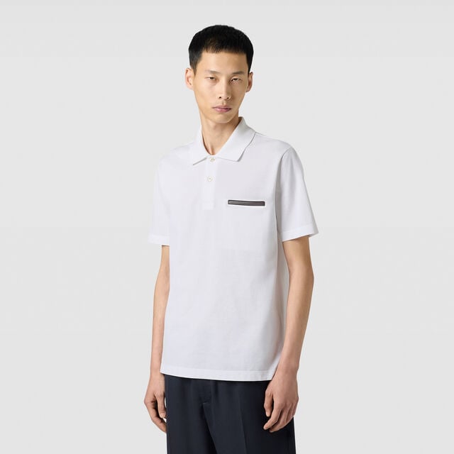 Leather Tab Pocket Polo, BLANC OPTIQUE, hi-res 2