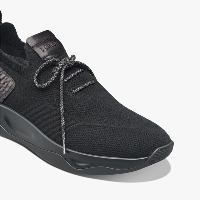 Shadow Cashmere And Alligator Leather Sneaker, BLACK, hi-res 6