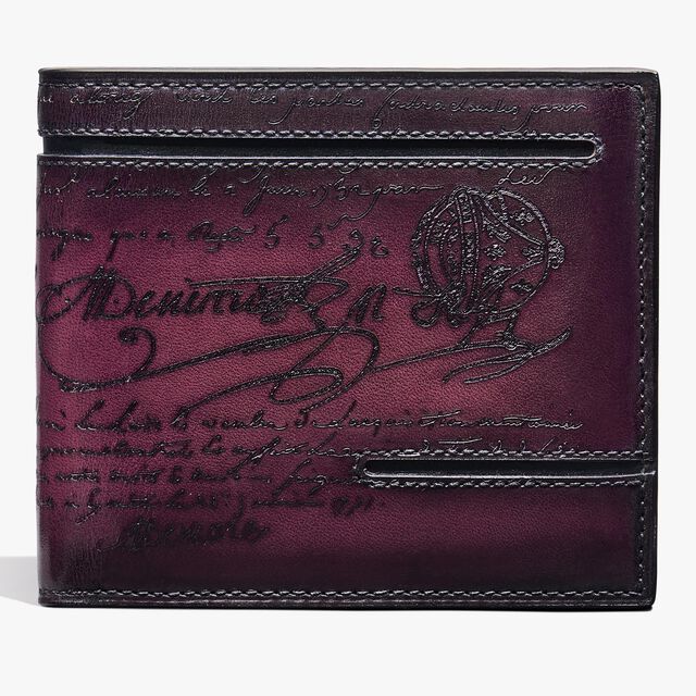 Makore Scritto Leather Wallet, GRAPES, hi-res 1