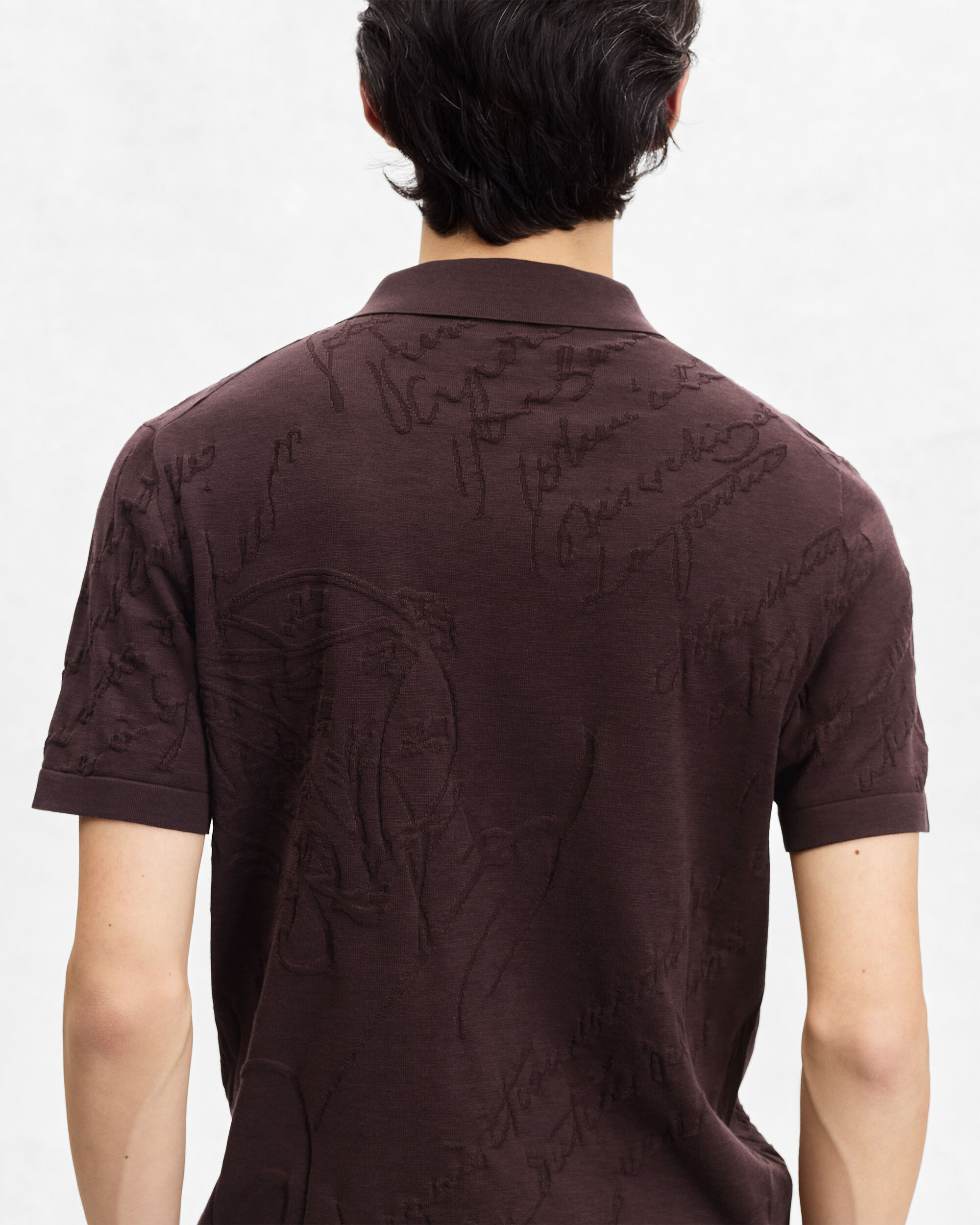 Diagonal Scritto Pattern Polo, Hershey, hi-res