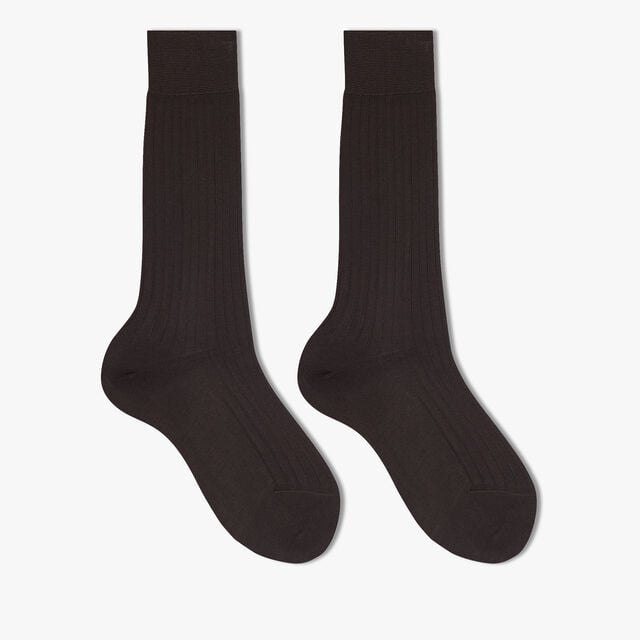 Cotton Short Socks, MARRON FONCE, hi-res 1