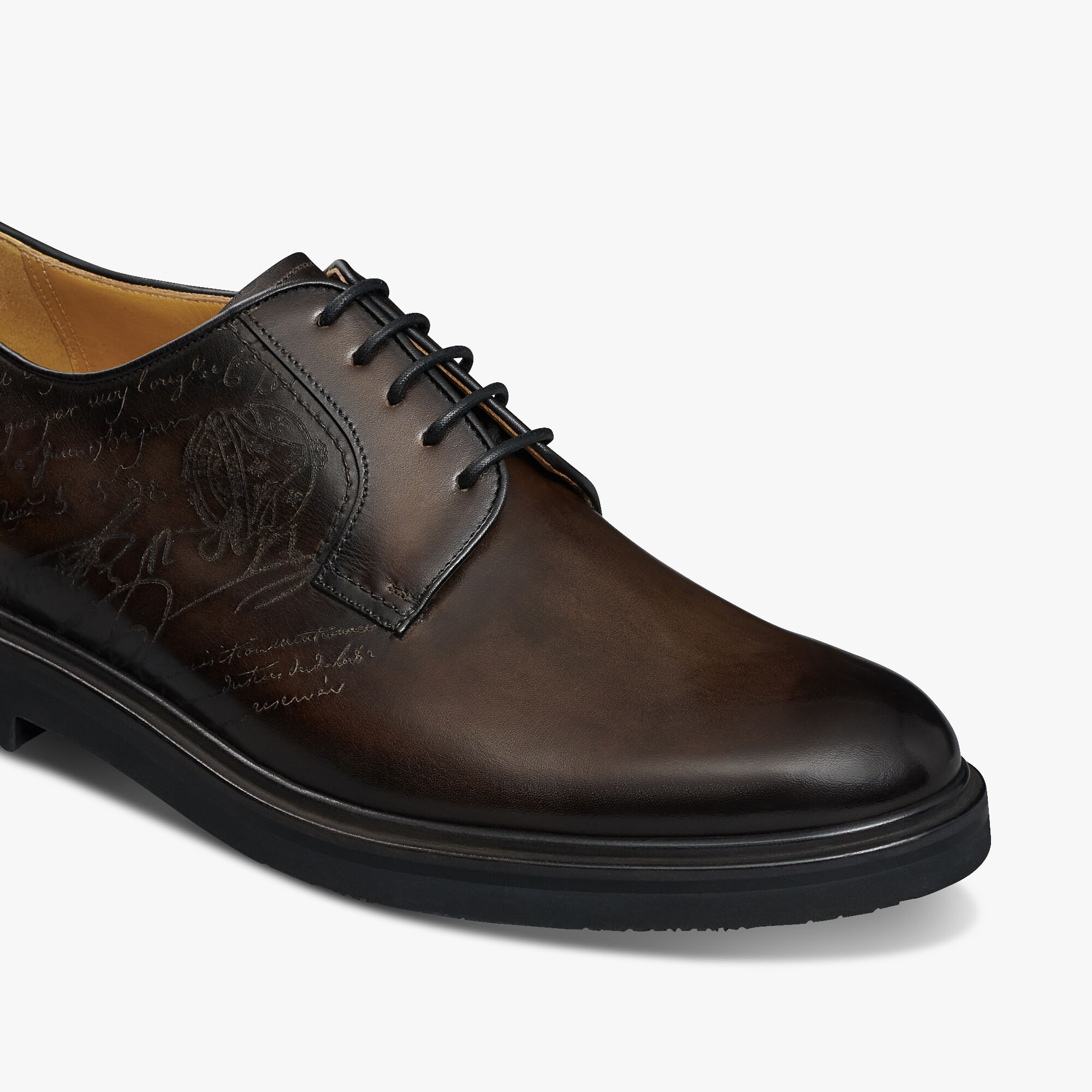 Aplomb Bergamo Scritto Leather Derby, ICE BLACK, hi-res 6